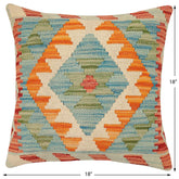 handmade Traditional Pillow Red Blue Hand-Woven SQUARE 100% WOOL Hand woven turkish pillow2' x 2'